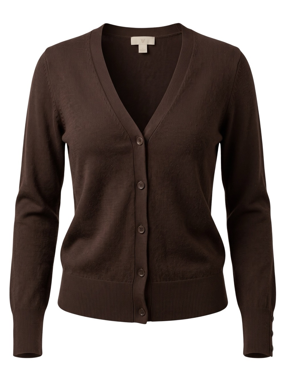 Worthington Women's Button-Front V-Neck Cardigan - Chocolate Brown